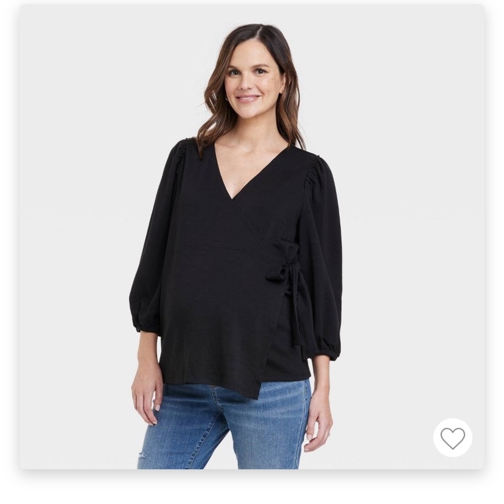 🤰🏻 Isabel Maternity/ Nursing 3/4 sleeve black wrap top